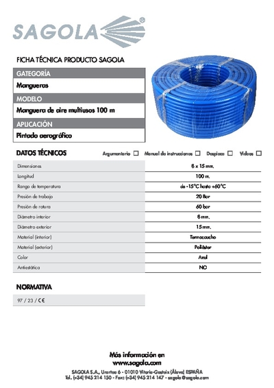 Ficha técnica Manguera de aire multiusos