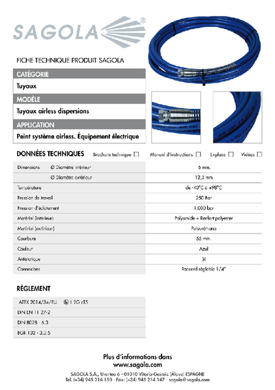 Fiche technique tuyau Airless dispersions